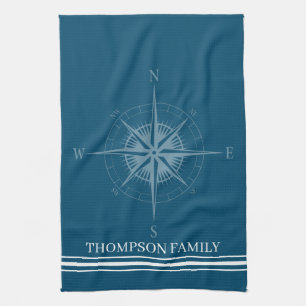 Cool Nautical Compass Personalized Kitchen Towel