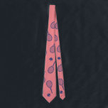 Cool Navy Blue Tennis Racquets Ball Pattern Pink  Tie<br><div class="desc">Navy and pink and green stripes Tennis Rackets Pattern For Him | Summer Tennis Court. Gift for tennis player, navy racquet tennis match on a green background. Personalized Gift for a tennis player. Trendy tennis players home decor. Trendy modern tennis player gifts. Cool retro modern gift for your school tennis...</div>