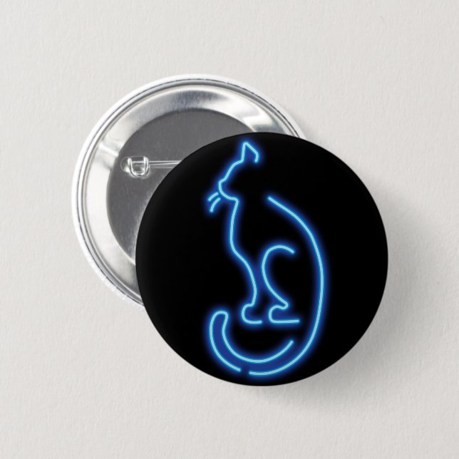 Cool Neon Cat 2 Inch Round Button (Front & Back)