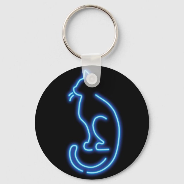 Cool Neon Cat Keychain (Front)