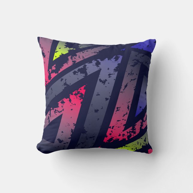 Cool Neon Coloured Triangles Background Throw Pillow (Front)
