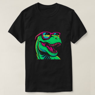 Cool Neon Dinosaur with Sunglasses T-Shirt