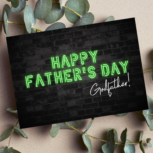 Cool Neon Happy Father's Day Card for Godfather (Creator Uploaded)