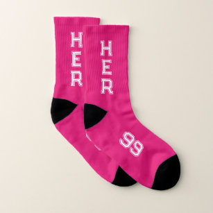 Cool neon pink custom sport socks for women