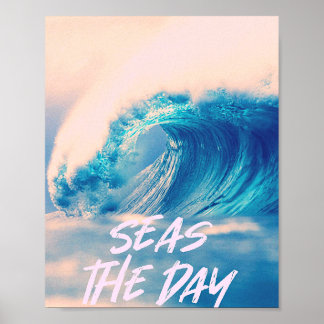 Cool Neon Wave Seas The Day Print