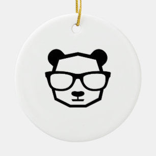 Cool Nerd Panda Geometric Icon Ceramic Ornament