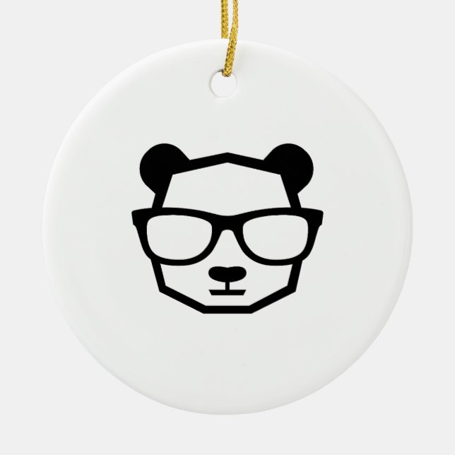 Cool Nerd Panda Geometric Icon Ceramic Ornament (Front)