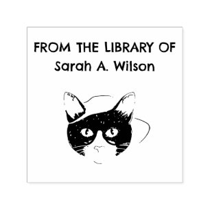 Cool Nerdy Art Cat From the Library Personalized  Self-inking Stamp