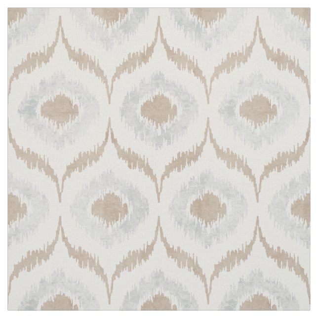 Cool neutral grey and beige ikat tribal pattern fabric (Swatch)