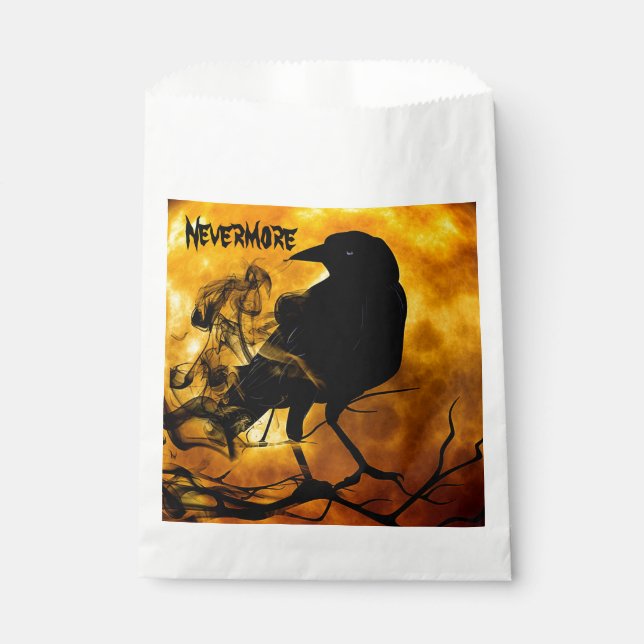Cool 'Nevermore' Raven Orange Moon Black Spectre Favour Bag (Front)