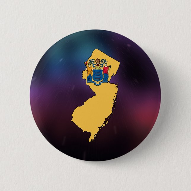 Cool New Jersey Flag Map 2 Inch Round Button (Front)