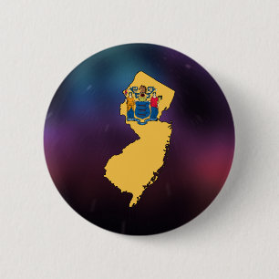 Cool New Jersey Flag Map 2 Inch Round Button