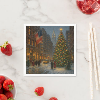 cool new york christmas streets napkin