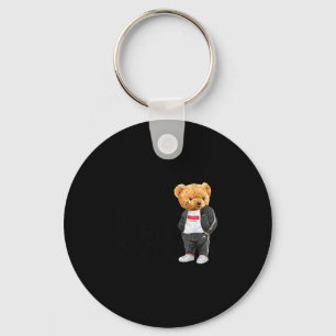Cool New York City Teddy Bear Illustration Graphic Keychain