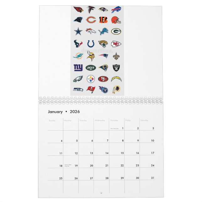 COOL NFL CALENDER CALENDAR (Jan 2026)