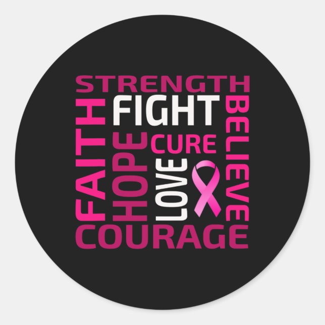 Cool Nice Breast Cancer Awareness Pink Ribon For M Classic Round Sticker (Front)