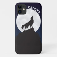 Cool Night Sky Moon With Wolf Personalized
