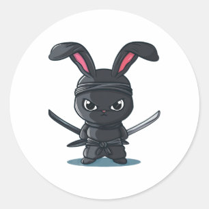 Cool Ninja Bunny Costume For Funny Samurai Easter Classic Round Sticker