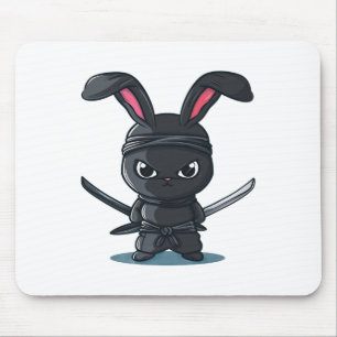 Cool Ninja Bunny Costume For Funny Samurai Easter Mouse Pad