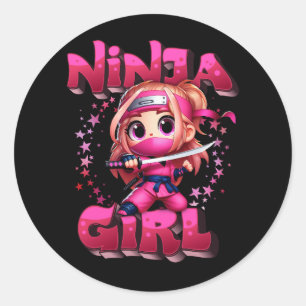 Cool Ninja Girl Art For Kids Girls Ninja Training Classic Round Sticker