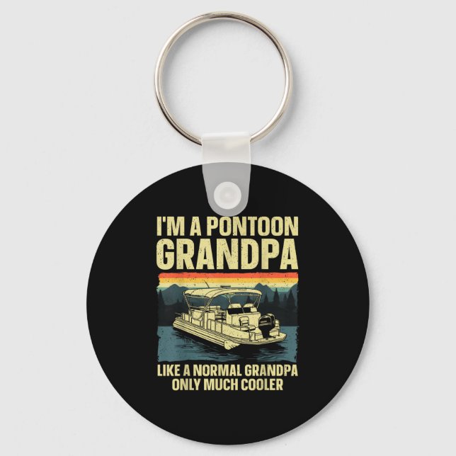 Cool Ntoon Boat Design For Grandpa Men Ntoon Boat  Keychain (Front)