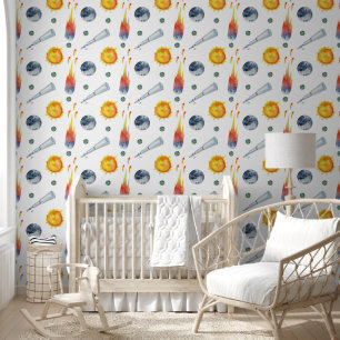 Cool nursery boys space lovers tiled pattern wallpaper
