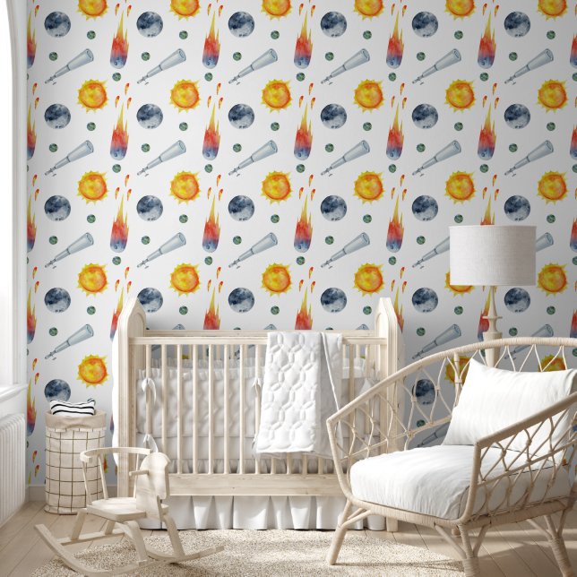Cool nursery boys space lovers tiled pattern  wallpaper (Kids)