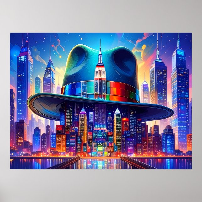 Cool NYC Art New York City in my Hat  Poster (Front)