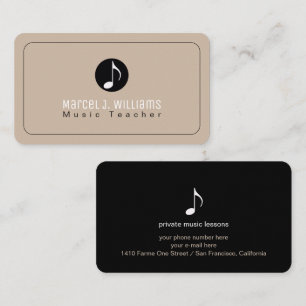 Cool Oat and Black Business Card With Music Note