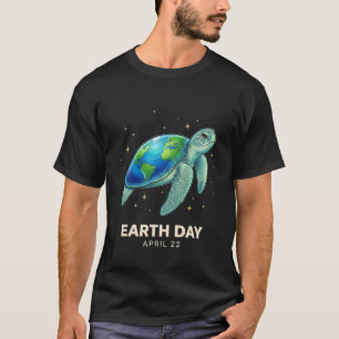 Cool Ocean Lover Earth Day April 22 turtle planet T-Shirt