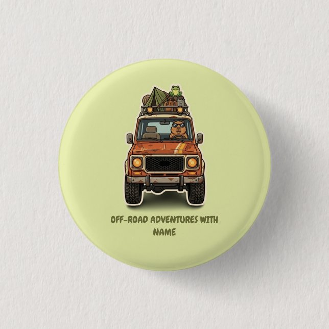 Cool Off-Road Capybara Camping Custom  1 Inch Round Button (Front)
