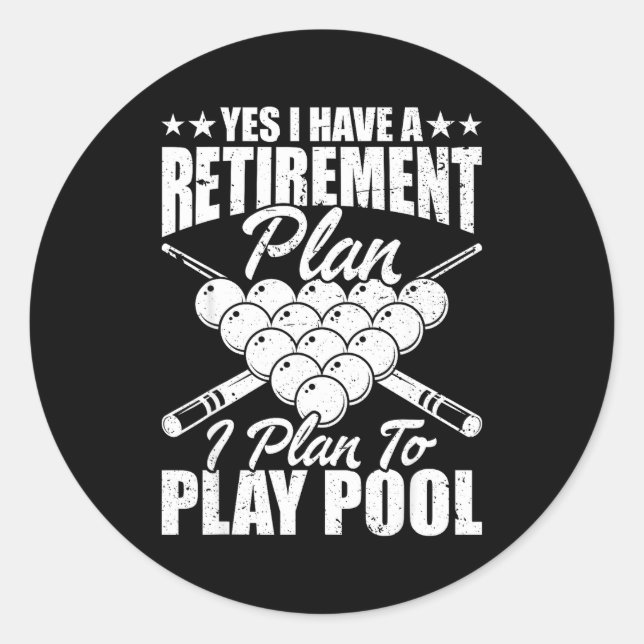 Cool Ol Design For Men Women Billiards Lover Ol Pl Classic Round Sticker (Front)