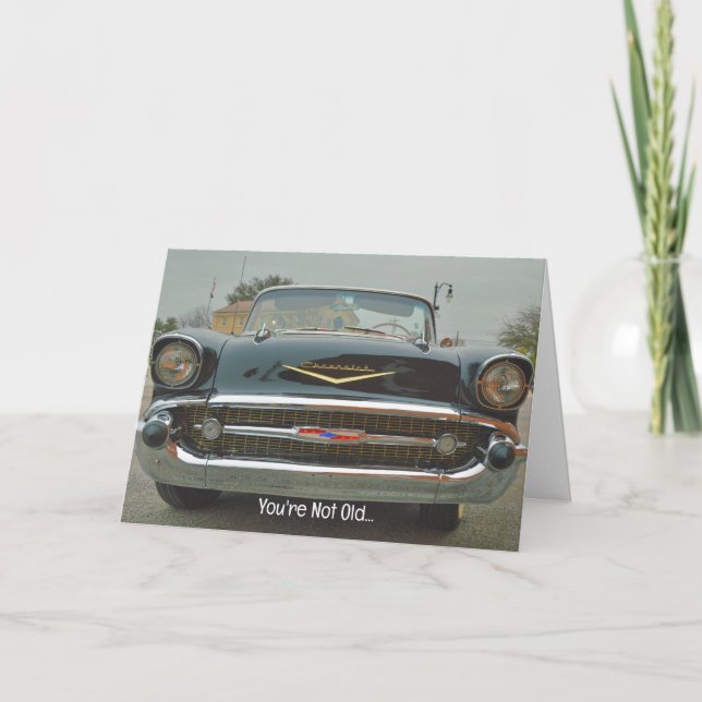 Cool Old Classic Car Fun Old Timer Birthday Card (Front)
