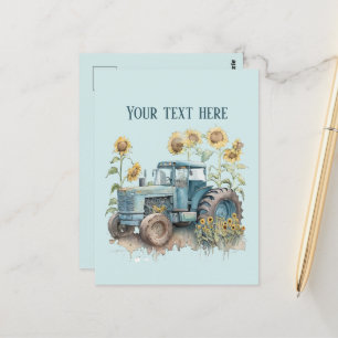 Cool old Country tractor add text Postcard