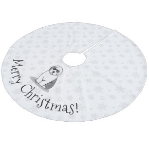 Cool Old English Sheepdog (Grey 1) Cute Funny Fleece Tree Skirt
