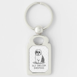 Cool Old English Sheepdog (Grey 1) Cute Funny Keychain