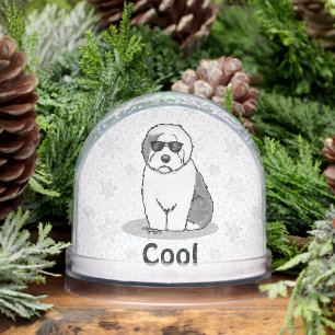 Cool Old English Sheepdog (Grey 1) Cute Funny Snowglobe