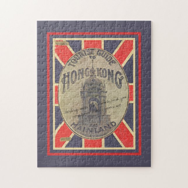 Cool Old Tour Guide to Hong Kong with Union Jack   Jigsaw Puzzle (Vertical)
