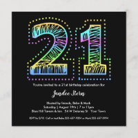 Cool on Black 21st Birthday Party Invitation
