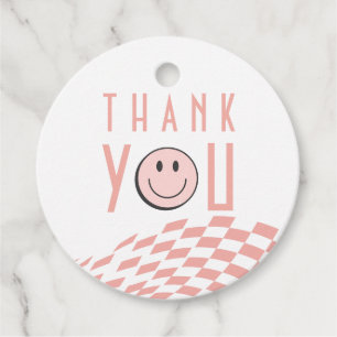 Cool One Girl's First Birthday Chequered Retro Favour Tags