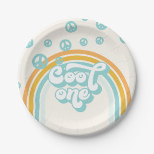 Cool One Retro Boy 1st Birthday Paper Plate