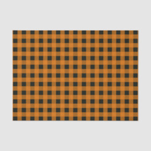 Cool Orange and Black Gingham Checked Pattern Tissue Paper