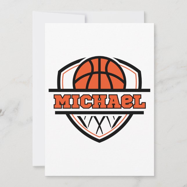 Cool Orange Black Basketball Sports Invitation (Front)