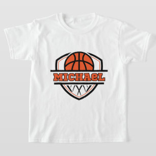 Cool Orange Black Basketball Sports Kids T-Shirt