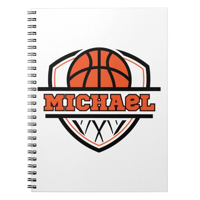 Cool Orange Black Basketball Sports Notebook (Front)