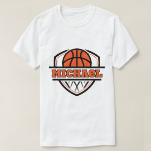 Cool Orange Black Basketball Sports T-Shirt