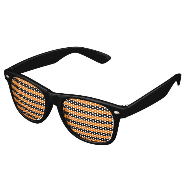 Cool Orange Black Stripes Halloween Costume Party Retro Sunglasses (Angled)
