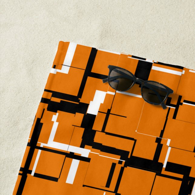 COOL Orange Black White Beach Towel (In Situ)