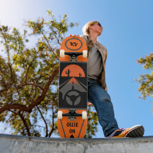 Cool Orange/Blk Monogrammed "Ollie On" Skateboard
