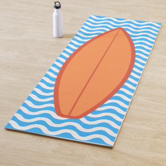 Cool Orange Blue Waves Surfing Yoga Mat